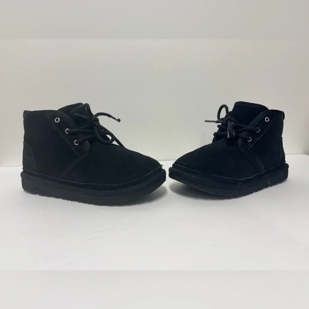 UGG Neumel Black Lace Up Ankle Boots Kids Size 2